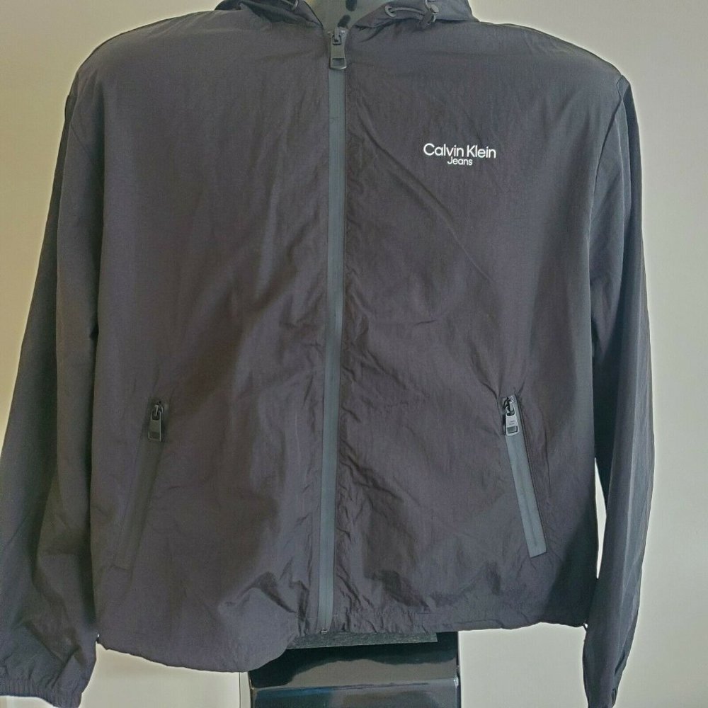 Calvin Klein Jeans Men's Full Zip Hooded Windbreaker Jacket Black 2490 0029 010
